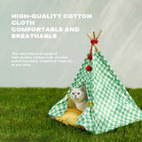Solid wood pet tent nest with removable mattress - Close-Up Angle