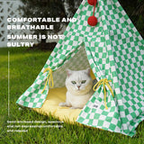 Solid wood pet tent nest with removable mattress - Low Angle