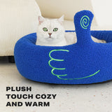 Pet Calming Bed Warm Soft Plush Round Cat Dog Nest Comfy Sleeping Gesture Bed - Side View