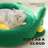 Dog Cat Pet Calming Bed Warm Soft Plush Round Nest Comfy Sleeping Gesture Bed - Side View