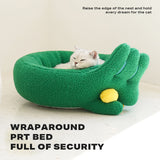 Dog Cat Pet Calming Bed Warm Soft Plush Round Nest Comfy Sleeping Gesture Bed - Top-Down View