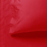 1000TC Ultra Soft Super King Size Bed Red Flat & Fitted Sheet Set - Side View