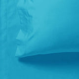 1000TC Ultra Soft Single Size Bed Light Blue Flat & Fitted Sheet Set - Side View