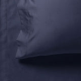 1000TC Ultra Soft Single Size Bed Midnight Blue Flat & Fitted Sheet Set - Side View
