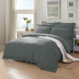 1000TC Tailored Double Size Quilt/Duvet Cover Set - Charcoal - Front View