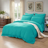 1000TC Tailored Double Size Teal Duvet Quilt Cover Set - Front View