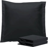 1000TC Premium Ultra Soft European Pillowcases 2-Pack Black - Front View
