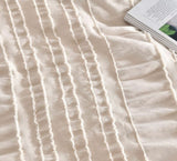 Tufted Boho Striped Embroidery Quilt/Doona/Duvet Cover Set - Super King Size