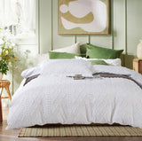 Tufted Boho Embroidery Quilt/Doona/Duvet Cover Set - White - Queen Size