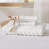 Tufted Boho Embroidery Quilt/Doona/Duvet Cover Set - White - Queen Size - Rear View