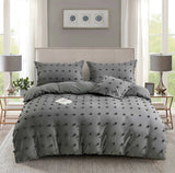 Tufted Dot Jacquard Queen Size Grey Duvet Quilt Cover Set