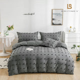 Tufted Dot Jacquard Queen Size Grey Duvet Quilt Cover Set - Side View