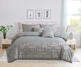 Tufted Jacquard Quilt/Doona/Duvet Cover Set - Grey - King Size