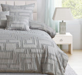Tufted Jacquard Quilt/Doona/Duvet Cover Set - Grey - King Size - Side View
