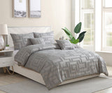 Tufted Jacquard Quilt/Doona/Duvet Cover Set - Grey - Queen Size - Front View