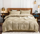 Tufted Textured Jacquard Quilt Cover Set- Beige - King Size