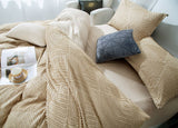 Tufted Textured Jacquard Quilt Cover Set- Beige - Super King Size - Front View