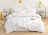 Tufted Diamond Jacquard Queen Size White Duvet Quilt Cover Set - Side View