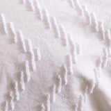 Tufted Boho Wave Jacquard King Size White Duvet Quilt Cover Set - Front View