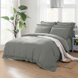 1000TC Tailored King Size Grey Duvet Quilt Cover Set - Front View