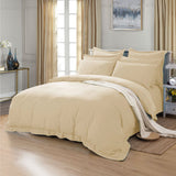 1000TC Tailored King Size Yellow Cream Duvet Quilt Cover Set - Front View