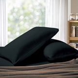 1000TC Premium Ultra Soft King size Pillowcases 2-Pack - Black - Front View