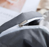 1000TC Reversible Queen Size Grey Duvet Quilt Cover Set - Front View