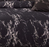 Black Marble Double Size Duvet Quilt Cover Set - Front View