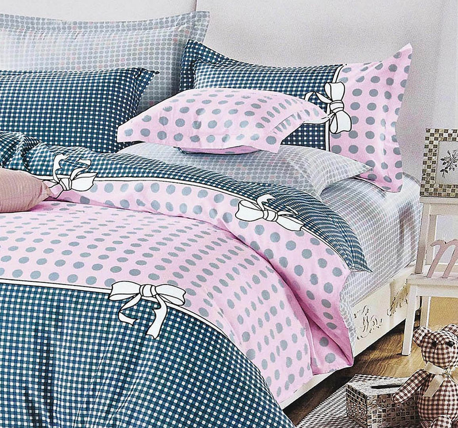 Pink Dots Double Size Bed Quilt/Duvet Duvet Cover Set