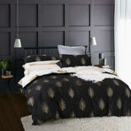 Reversible Design King Size Black Gold Duvet Quilt Cover Set