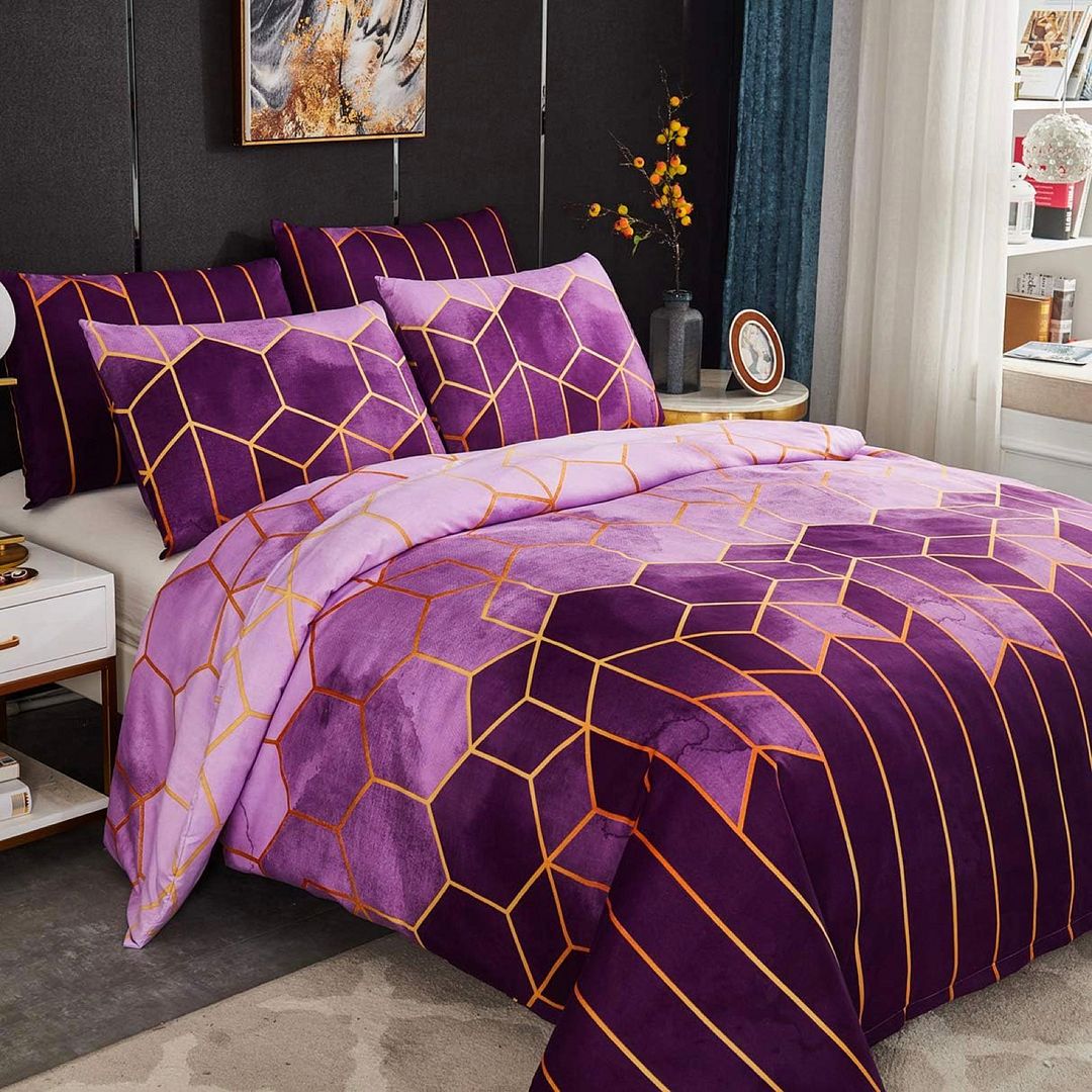 Erena Purple Quilt/Doona/Duvet Cover Set - King Size