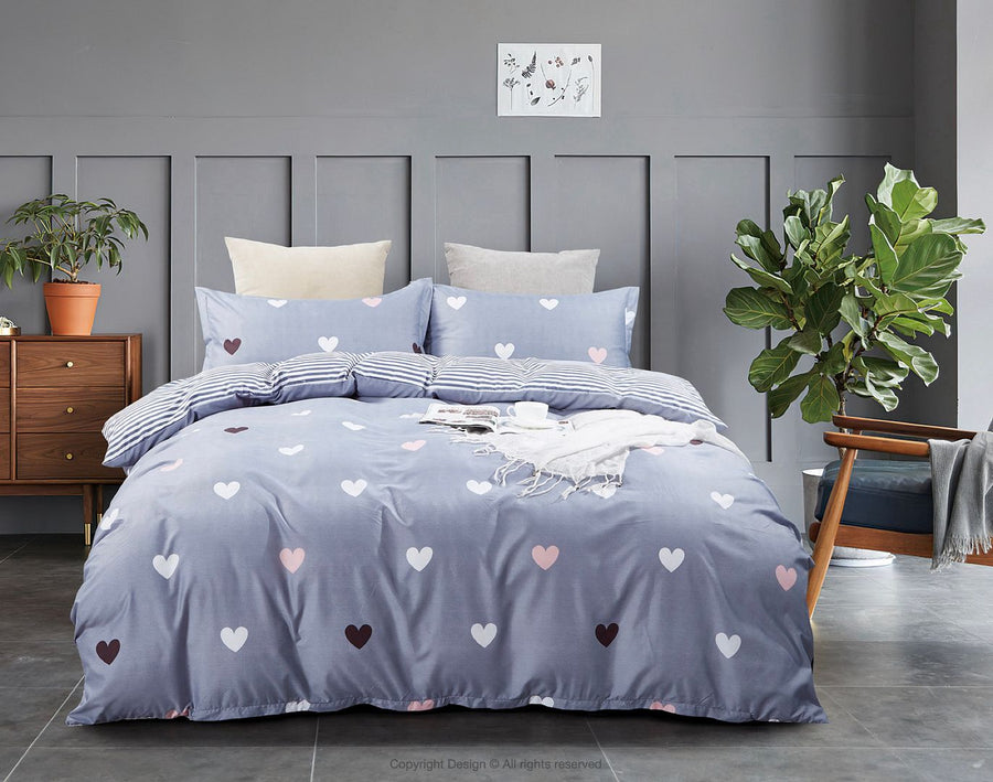 Love Heart Queen Size Quilt/Duvet Cover Set