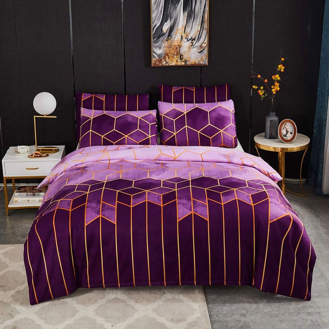 Erena Purple Quilt/Doona/Duvet Cover Set - Queen Size