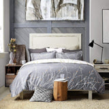 Tree Reversible Super King Size Grey Duvet Quilt Cover Set - Side View