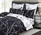 Tree Reversible Super King Size Bed Quilt/Duvet Cover Set Black - Side View