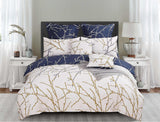 Tree Reversible Super King Size Blue Duvet Quilt Cover Set - Front View