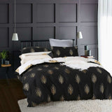 Reversible Design Super King Size Black Gold Duvet Quilt Cover Set - Side View