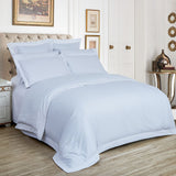 1000TC Ultra Soft Striped Super King Size White Duvet Quilt Cover Set - Front View