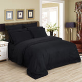 1000TC Ultra Soft Striped Super King Size Black Duvet Quilt Cover Set
