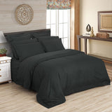 1000TC Ultra Soft Striped Super King Size Charcoal Duvet Quilt Cover Set - Front View