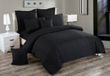 Seersucker Double Size Black Duvet Quilt Cover Set - Front View