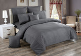 Seersucker Double Size Charcoal Duvet Quilt Cover Set - Front View