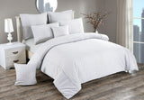 Seersucker King Size White Duvet Quilt Cover Set - Front View