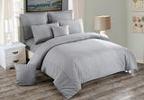 Seersucker King Size Grey Duvet Quilt Cover Set - Front View