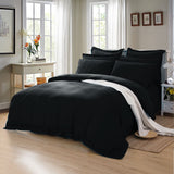 1000TC Tailored Super King Size Black Duvet Quilt Cover Set - Front View