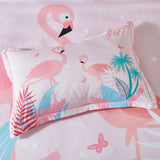 Flamingo Kids Quilt Cover Set - King Single Size - Top-Down View