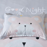 Bear Kids Quilt Cover Set - King Single Size - Top-Down View