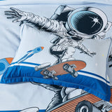 Astronaut Kids Quilt Cover Set - Single Size - Top-Down View