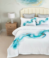 Ocean Marble Quilt Cover Set - Super King Size - Side View