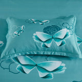 Butterfly Green Quilt Cover Set - Super King Size - Top-Down View